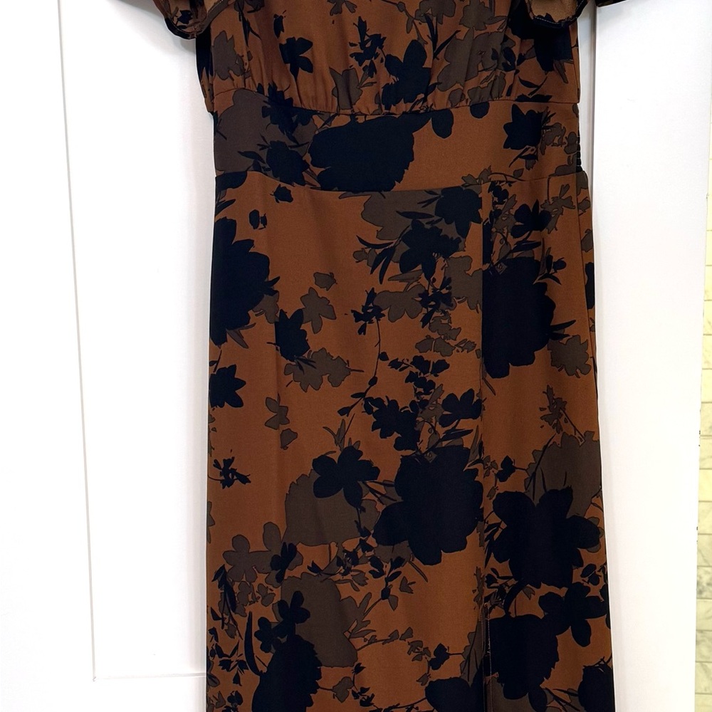 Floral Brown and Black Dress